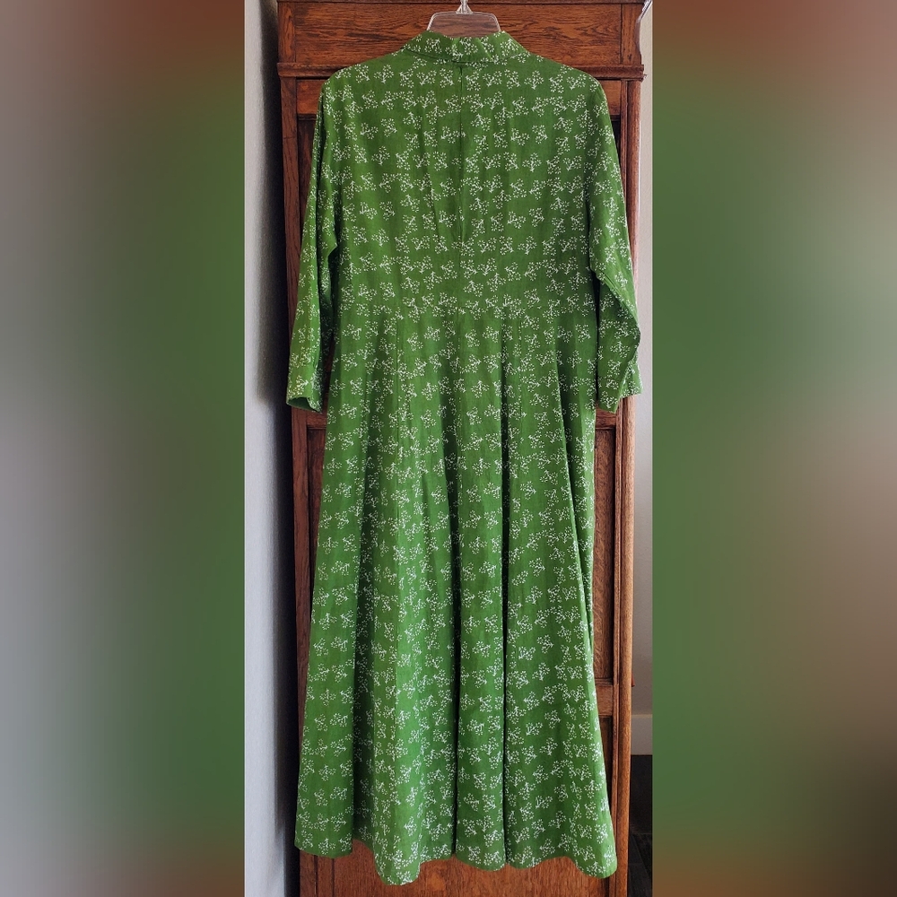 JULIA AMORY GREEN COTTON JA SHIRT DRESS LARGE EXCELLENT - Picture 2 of 9